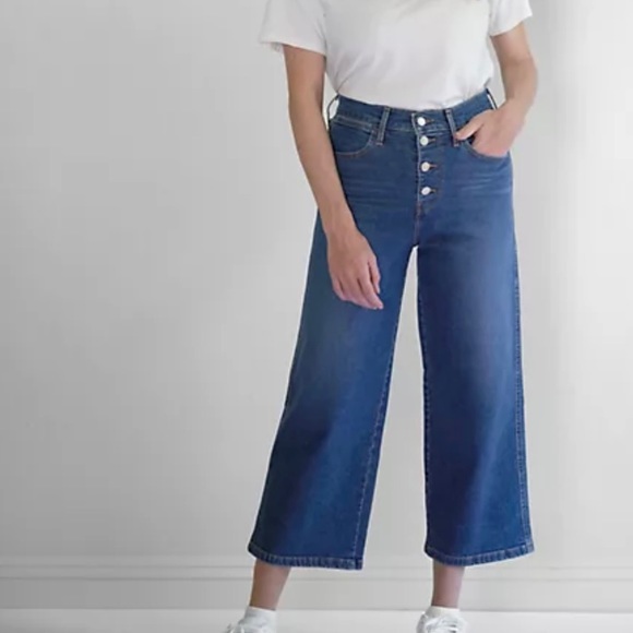 Levi’s Mile High Cropped Wide Leg Jean Button Fly - Picture 1 of 14